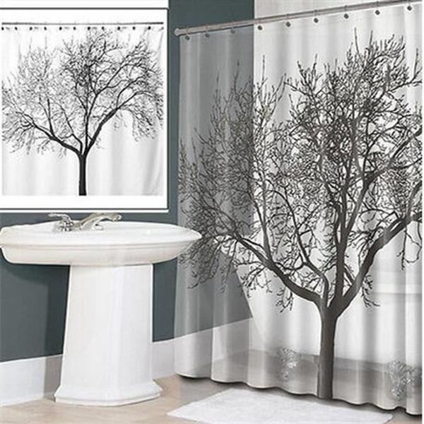 Waterproof Fabric Shower Curtain - Tree Design