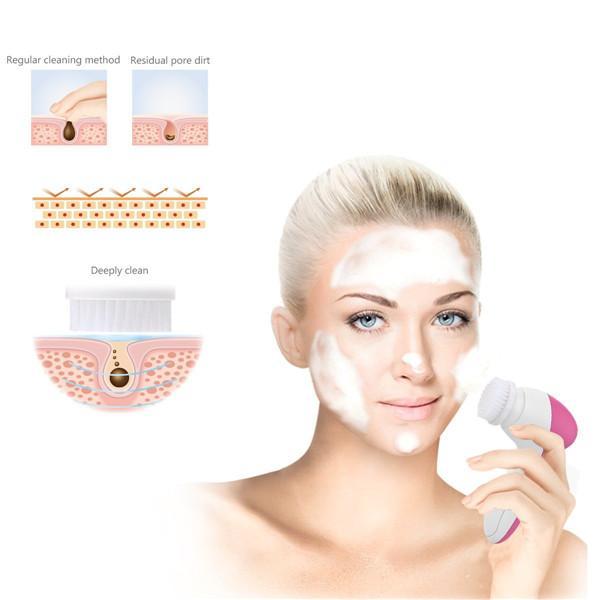 Clearance 5-in-1 Electric Facial Cleansing Brush and Massager Kit
