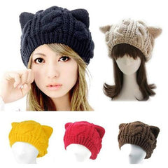 Clearance Cat Ear Knitting Wool Beanie Hat
