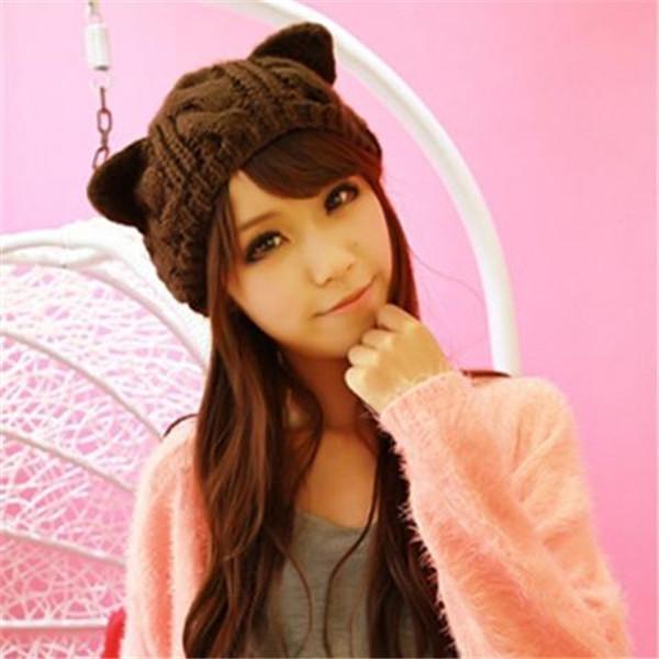Clearance Cat Ear Knitting Wool Beanie Hat
