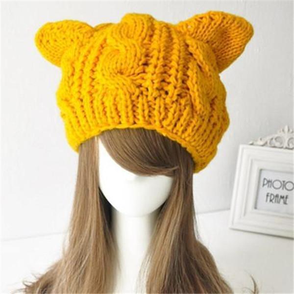 Clearance Cat Ear Knitting Wool Beanie Hat