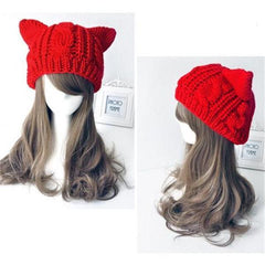 Clearance Cat Ear Knitting Wool Beanie Hat