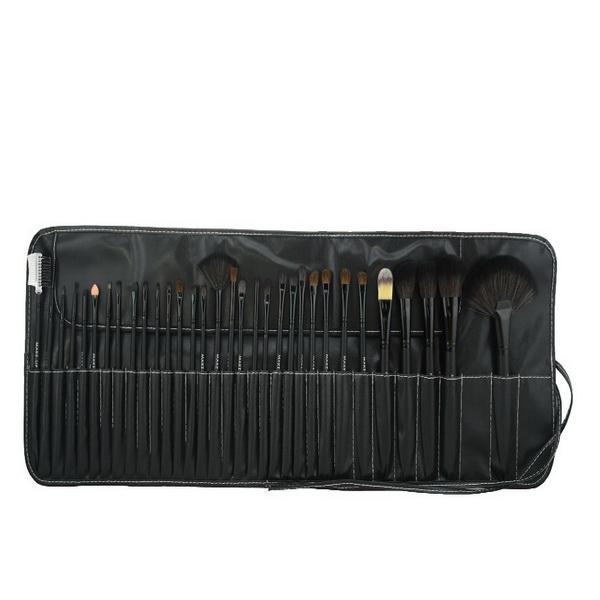 Clearance ‘24 Piece Jet Black Makeup Brush Set w/ Free Case