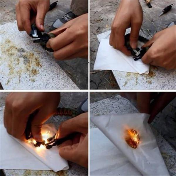 Clearance 4 in 1 Flint Fire Starter Whistle Rescue Rope Escape Bracelet