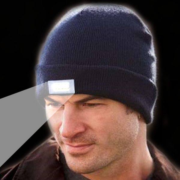 Unisex Knitted Beanie With Built-In 5 LED Flashlight